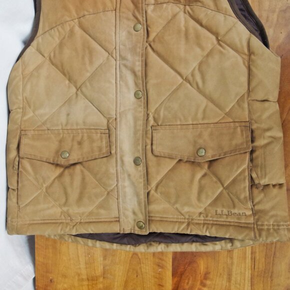 LL Bean Ladies' Treated Quilted Cotton Down Vest Small - Picture 9 of 12